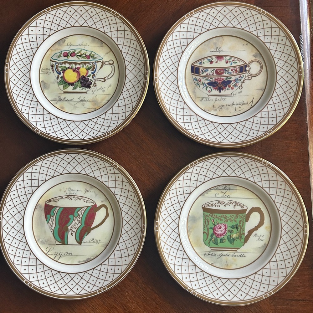 Royal Worcester set of 4 tea cup plates.